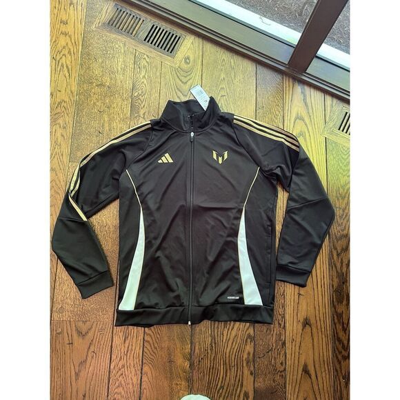 ADIDAS Messi Full Zip Track Suit Jacket Mens Size XL Black Gold - Picture 1 of 6
